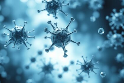 Mikroszkopikus nézet vírusok és kórokozók a háttérben