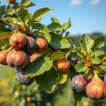 Érett fügék a fán, egészséges táplálkozás forrása