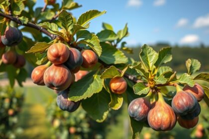 Érett fügék a fán, egészséges táplálkozás forrása