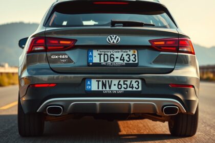 Volkswagen autó hátulról P-rendszámmal
