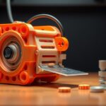 3D nyomtatott motor alkatrész asztalon