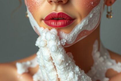 Sószappan használat közben, friss bőr és habos tisztítás