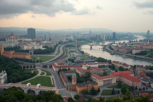 Budapest városképe, a Duna és történelmi épületek láthatók.
