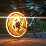 Kerékpár dinamó működése mozgásban, fénnyé alakítva.