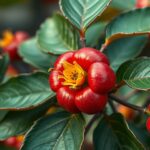 Farkasalma virág és levelek közeli képe a természetben.