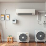 Modern állóklíma otthoni hűtéshez, telepítési tippek a hatékonyság növeléséhez.