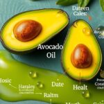 Friss avokádó és avokádóolaj, egészségügyi és bőrápolási előnyökkel.