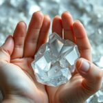 Ezüst kristály a kézben, gyógyászat és modern kutatások összefüggésében.