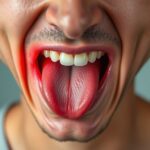 Féloldali nyelvfájdalom bemutatása, látható nyelv és szájüreg.