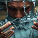 Egy nő kezében gyógyvizes buborékok vizsgálata