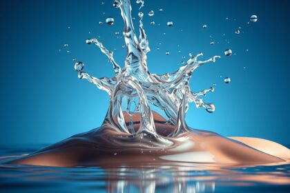 Vízfolyás és cseppek, a hidratáció jótékony hatásait megjelenítve