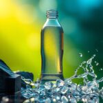 Aktív O2 oxigénes víz palack vízpermettel, természetes környezetben.