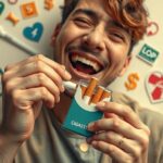 Boldog férfi, aki cigarettát tör, a dohányzásról való leszokás szimbóluma