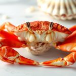 Rákkitinvonat díszes rák a márvány asztalon