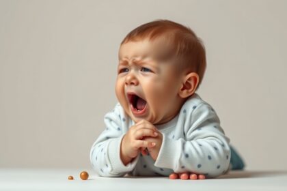 Csecsemő sír, stressz és érzelmi problémák jelei.