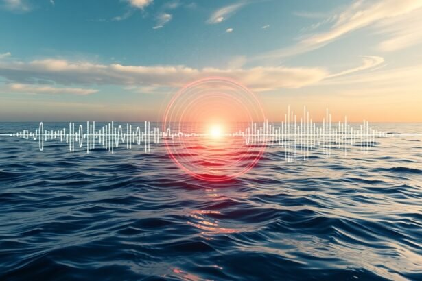 432 Hz zenei frekvencia grafika naplementével a tengeren