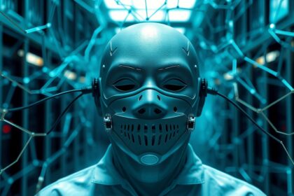 Futuristic figure representing network security and traffic management