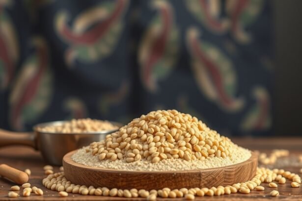 Vadkölés liszt a tálban és mérőedényben, tápláló és gluténmentes alternatíva.