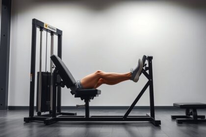 Lábtoló gép használata alsótest edzéshez a fitnesz teremben.