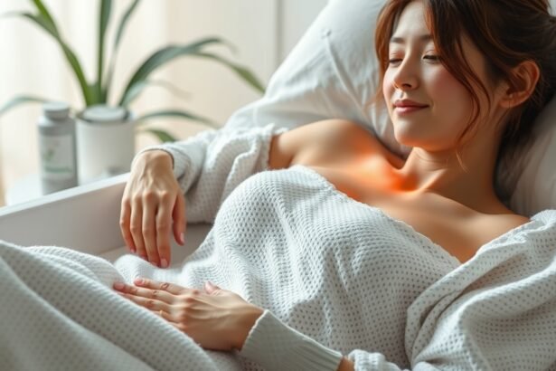 Fiatal nő pihen, görcsoldó hatású gyógyszert használva