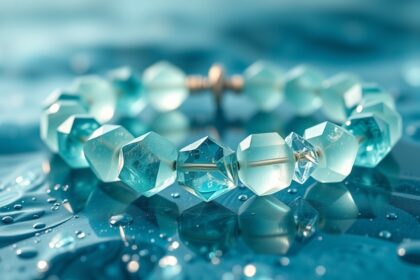 Akvamarin karkötő vízben, elegáns és stílusos megjelenésben.