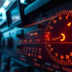 Timecode kijelző egy filmkészítő berendezés közelről.