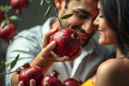 Pár gránátalmát tart a kezében, szexuális egészség hangsúlyozásával.