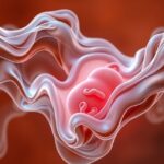 Terhes nő magzata a méhben, amely pajzsmirigy-alulműködés hatásait tükrözi.