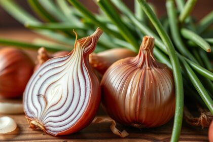 Friss hagyma és újhagyma az egészséges táplálkozás elősegítésére.