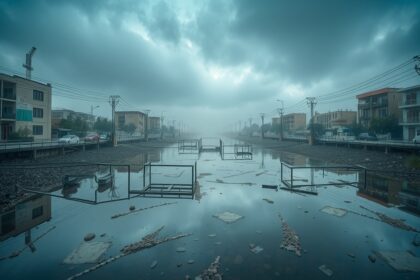 Kezeletlen szennyvíz hatásai egy városi környezetben.