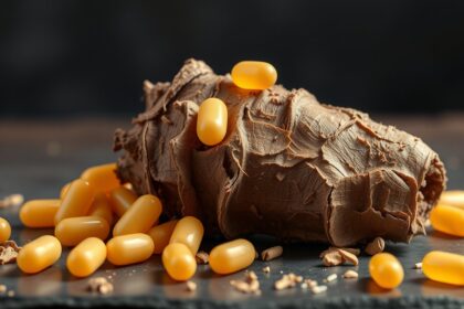 Maca gyökér és kapszulák a természetes kiegészítők között.