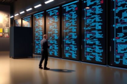 Szakember adatbázis diagramok előtt, proxy kulcsok és relációk kezelése