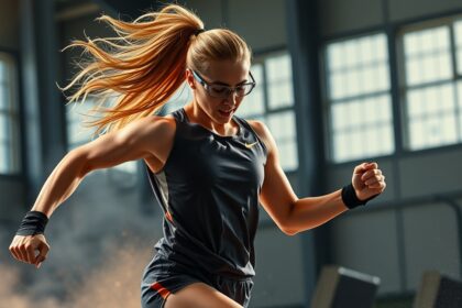 Futó sportoló edzőteremben, aki fokozza teljesítményét