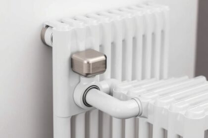 Radiátor sarokszelep részletes képe, fűtés optimalizálásához.