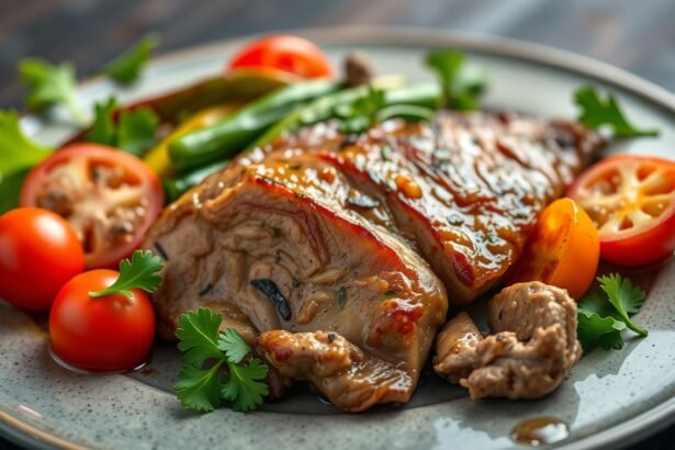 Finom csirkemáj tál, friss zöldségekkel és paradicsommal.