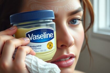 Nő vazelinnel a bőrápolásban