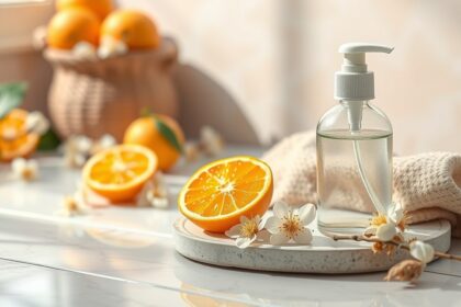 Narancsvirágvíz és friss narancs, természetes kozmetikum alapanyagok