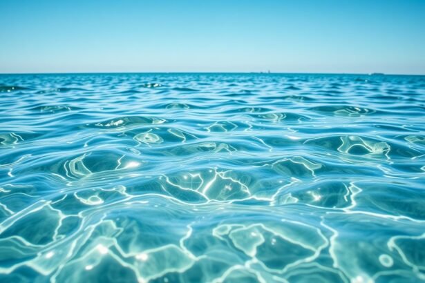 Sós víz felülete, világoskék ég alatt