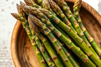 Friss spárga zöldségek egy tálban