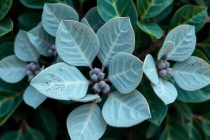 Eukaliptusz levelei és virágai közelről, egészségre gyakorolt jótékony hatásuk miatt.