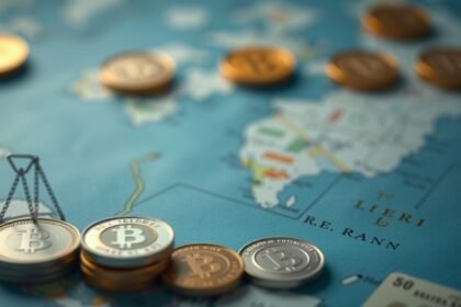 Devizaszámlák és kriptovaluták pénzügyi térképen való ábrázolása.