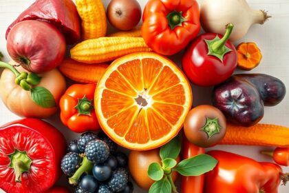 Színes gyümölcsök és zöldségek, gazdag karotinoidokban