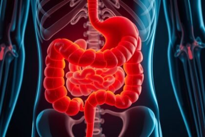 Illusztráció a gyomor és béltraktusról, emésztési problémákhoz kapcsolódóan.
