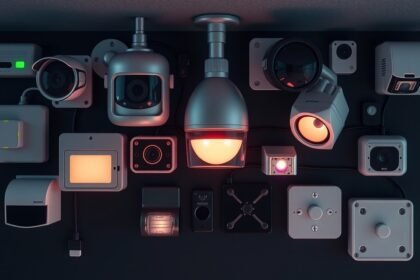 Mozgásérzékelők és kamerák falon, különböző típusok