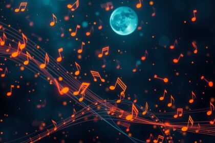 Zenei dallamok és ritmusok a holdfényben, érzelmek és hangulatok alakítása.