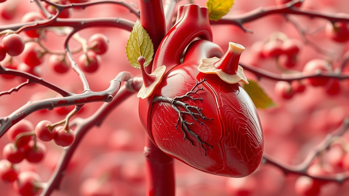 Galagonya és szív illusztráció, amely a szív- és érrendszer egészségét jelképezi.