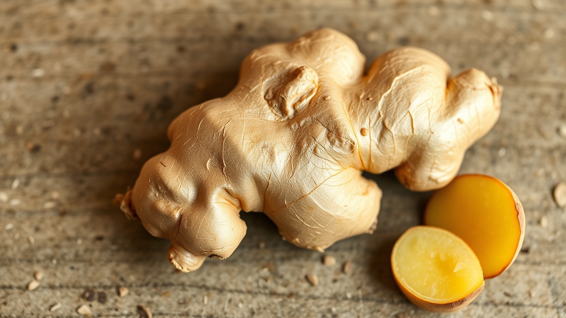 Friss gyömbérgyökér és szeletek, természetes gyógymód