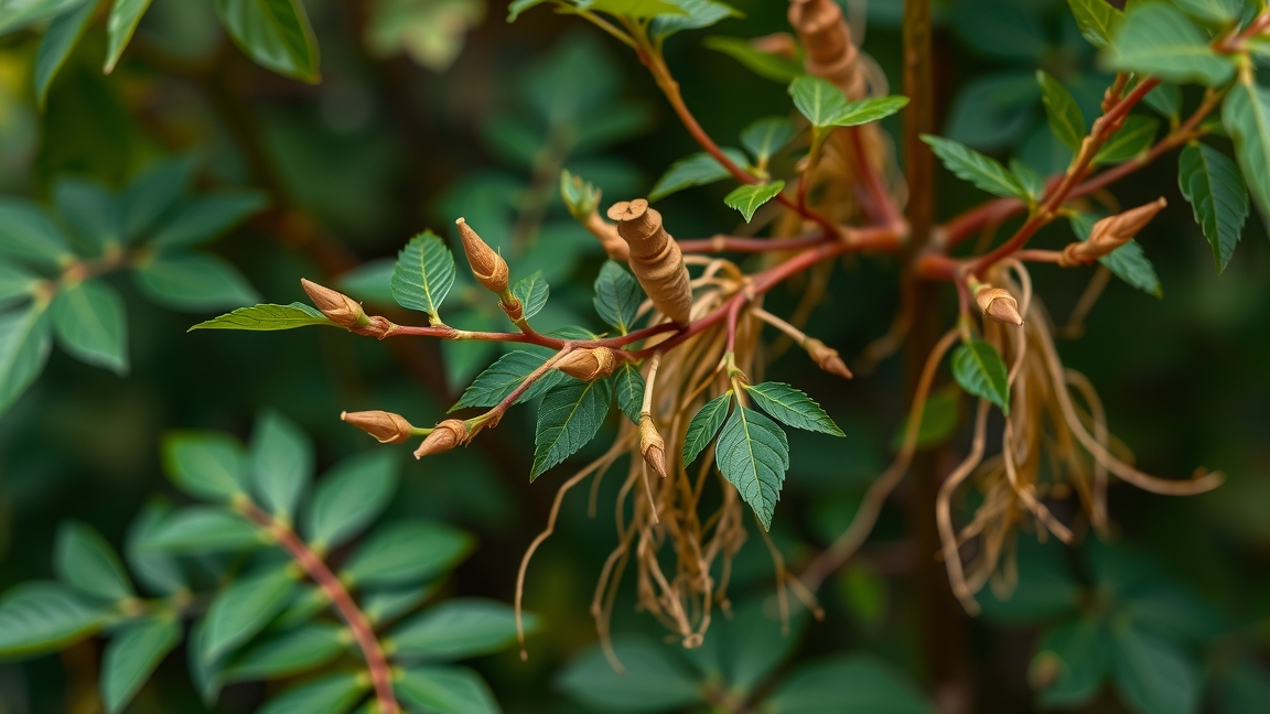 Ginzeng növény részletei, természetes potencianövelő.