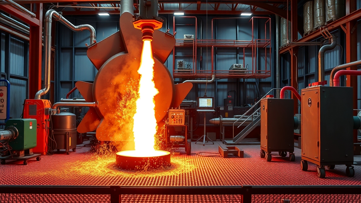 Izzítási folyamat ipari háttere, lánggal és gépekkel