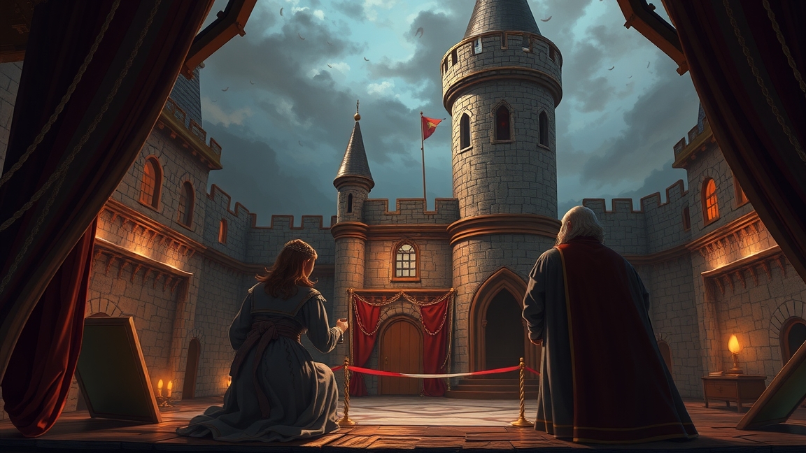 Játék a kastélyban jelenetének karakterei és kulisszái